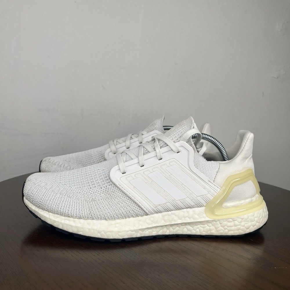 Adidas UltraBoost 20 Shoes Women's 9 White Knit Athletic Lace Up Sneaker EG0713